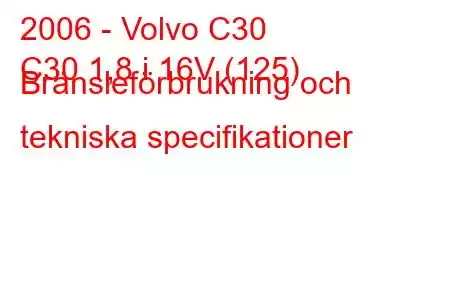 2006 - Volvo C30
C30 1,8 i 16V (125) Bränsleförbrukning och tekniska specifikationer