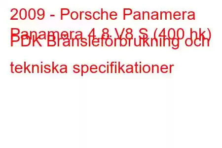 2009 - Porsche Panamera
Panamera 4.8 V8 S (400 hk) PDK Bränsleförbrukning och tekniska specifikationer