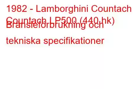 1982 - Lamborghini Countach
Countach LP500 (440 hk) Bränsleförbrukning och tekniska specifikationer