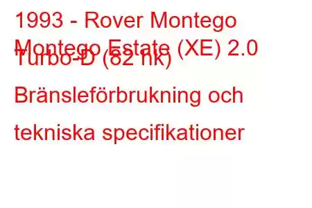 1993 - Rover Montego
Montego Estate (XE) 2.0 Turbo-D (82 hk) Bränsleförbrukning och tekniska specifikationer