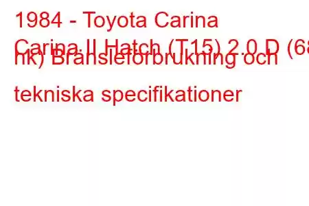 1984 - Toyota Carina
Carina II Hatch (T15) 2.0 D (68 hk) Bränsleförbrukning och tekniska specifikationer