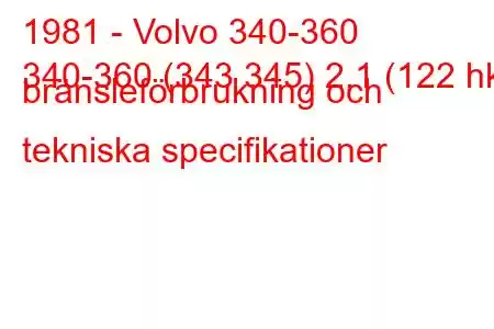 1981 - Volvo 340-360
340-360 (343 345) 2,1 (122 hk) bränsleförbrukning och tekniska specifikationer