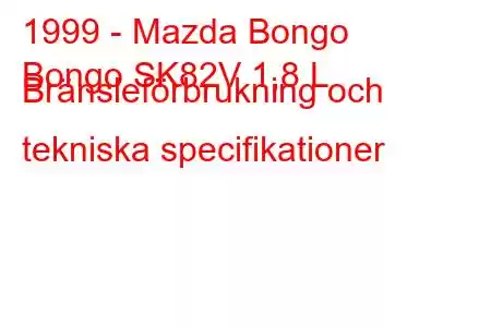 1999 - Mazda Bongo
Bongo SK82V 1,8 L Bränsleförbrukning och tekniska specifikationer