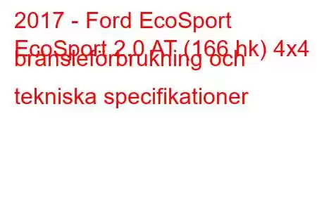 2017 - Ford EcoSport
EcoSport 2.0 AT (166 hk) 4x4 bränsleförbrukning och tekniska specifikationer