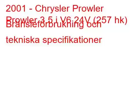 2001 - Chrysler Prowler
Prowler 3.5 i V6 24V (257 hk) Bränsleförbrukning och tekniska specifikationer