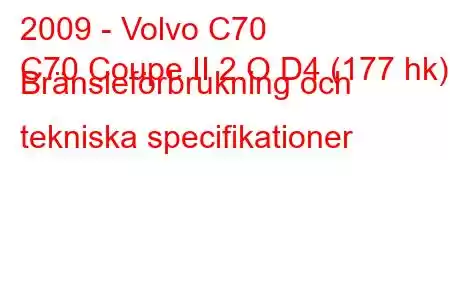 2009 - Volvo C70
C70 Coupe II 2.O D4 (177 hk) Bränsleförbrukning och tekniska specifikationer