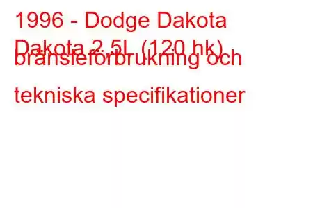 1996 - Dodge Dakota
Dakota 2,5L (120 hk) bränsleförbrukning och tekniska specifikationer