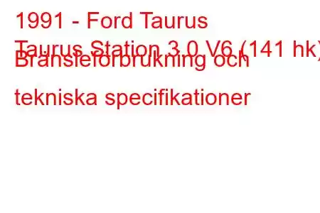 1991 - Ford Taurus
Taurus Station 3.0 V6 (141 hk) Bränsleförbrukning och tekniska specifikationer