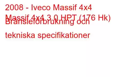 2008 - Iveco Massif 4x4
Massif 4x4 3.0 HPT (176 Hk) Bränsleförbrukning och tekniska specifikationer