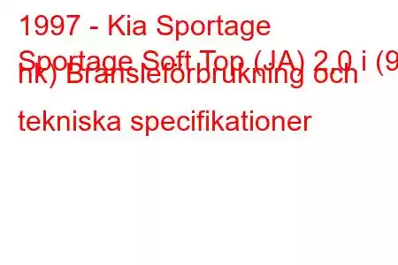 1997 - Kia Sportage
Sportage Soft Top (JA) 2,0 i (95 hk) Bränsleförbrukning och tekniska specifikationer