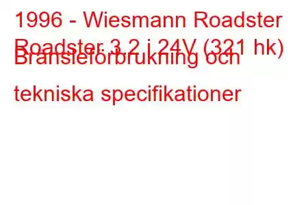 1996 - Wiesmann Roadster
Roadster 3.2 i 24V (321 hk) Bränsleförbrukning och tekniska specifikationer