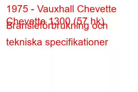 1975 - Vauxhall Chevette
Chevette 1300 (57 hk) Bränsleförbrukning och tekniska specifikationer