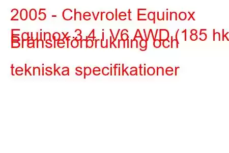 2005 - Chevrolet Equinox
Equinox 3.4 i V6 AWD (185 hk) Bränsleförbrukning och tekniska specifikationer