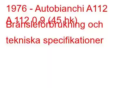 1976 - Autobianchi A112
A 112 0,9 (45 hk) Bränsleförbrukning och tekniska specifikationer