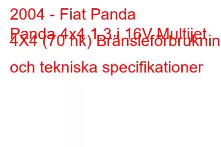 2004 - Fiat Panda
Panda 4x4 1.3 i 16V Multijet 4X4 (70 hk) Bränsleförbrukning och tekniska specifikationer