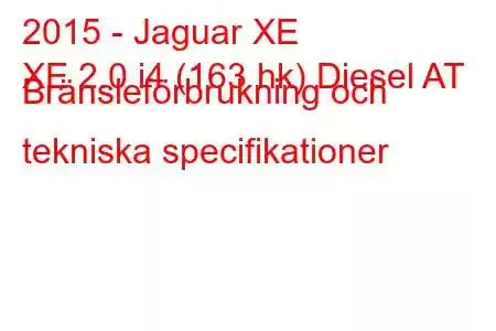 2015 - Jaguar XE
XE 2.0 i4 (163 hk) Diesel AT Bränsleförbrukning och tekniska specifikationer