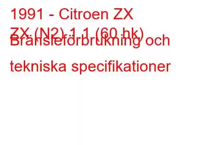 1991 - Citroen ZX
ZX (N2) 1.1 (60 hk) Bränsleförbrukning och tekniska specifikationer