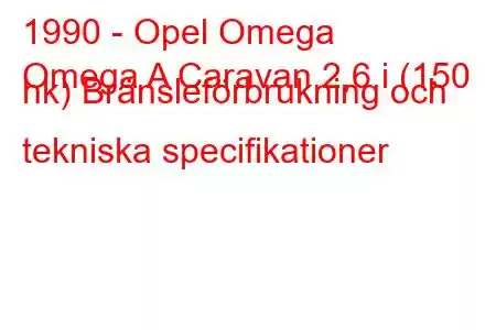 1990 - Opel Omega
Omega A Caravan 2,6 i (150 hk) Bränsleförbrukning och tekniska specifikationer