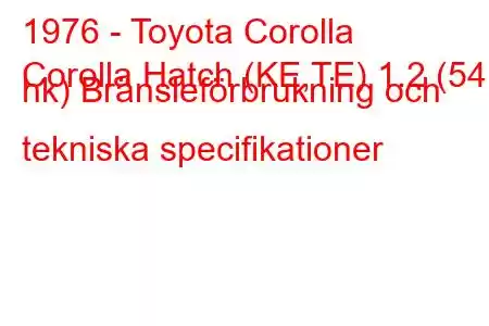 1976 - Toyota Corolla
Corolla Hatch (KE,TE) 1.2 (54 hk) Bränsleförbrukning och tekniska specifikationer