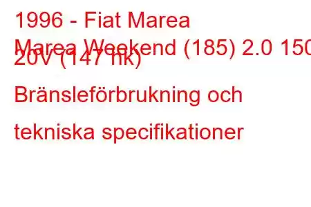 1996 - Fiat Marea
Marea Weekend (185) 2.0 150 20V (147 hk) Bränsleförbrukning och tekniska specifikationer