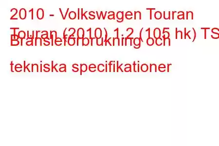 2010 - Volkswagen Touran
Touran (2010) 1.2 (105 hk) TSI Bränsleförbrukning och tekniska specifikationer