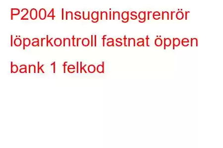 P2004 Insugningsgrenrör löparkontroll fastnat öppen bank 1 felkod