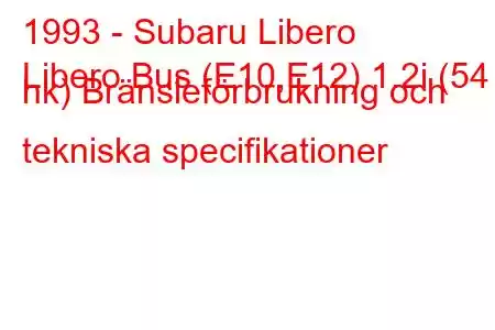 1993 - Subaru Libero
Libero Bus (E10,E12) 1.2i (54 hk) Bränsleförbrukning och tekniska specifikationer