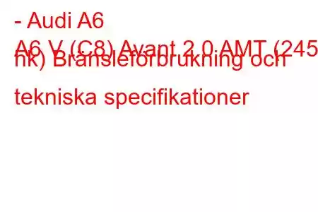 - Audi A6
A6 V (C8) Avant 2.0 AMT (245 hk) Bränsleförbrukning och tekniska specifikationer