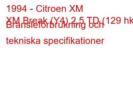 1994 - Citroen XM
XM Break (Y4) 2,5 TD (129 hk) Bränsleförbrukning och tekniska specifikationer