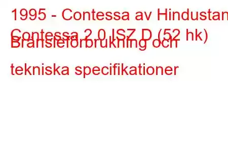 1995 - Contessa av Hindustan
Contessa 2.0 ISZ D (52 hk) Bränsleförbrukning och tekniska specifikationer