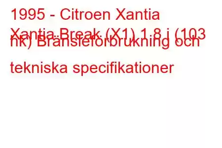 1995 - Citroen Xantia
Xantia Break (X1) 1,8 i (103 hk) Bränsleförbrukning och tekniska specifikationer