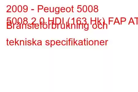 2009 - Peugeot 5008
5008 2.0 HDI (163 Hk) FAP AT Bränsleförbrukning och tekniska specifikationer