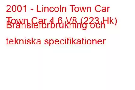 2001 - Lincoln Town Car
Town Car 4.6 V8 (223 Hk) Bränsleförbrukning och tekniska specifikationer