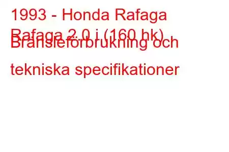 1993 - Honda Rafaga
Rafaga 2.0 i (160 hk) Bränsleförbrukning och tekniska specifikationer