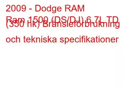 2009 - Dodge RAM
Ram 1500 (DS/DJ) 6,7L TD (350 hk) Bränsleförbrukning och tekniska specifikationer