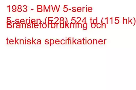 1983 - BMW 5-serie
5-serien (E28) 524 td (115 hk) Bränsleförbrukning och tekniska specifikationer