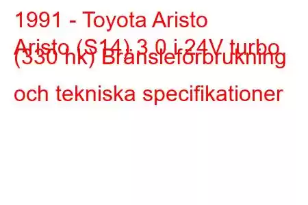 1991 - Toyota Aristo
Aristo (S14) 3.0 i 24V turbo (330 hk) Bränsleförbrukning och tekniska specifikationer