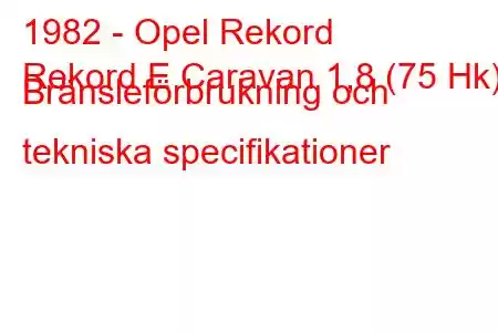 1982 - Opel Rekord
Rekord E Caravan 1,8 (75 Hk) Bränsleförbrukning och tekniska specifikationer