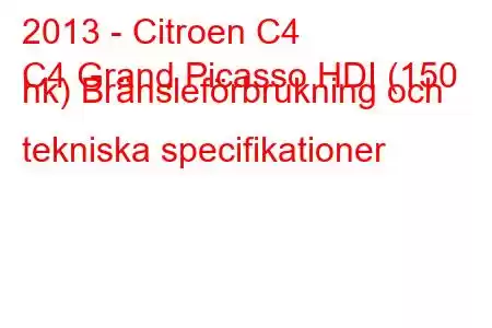 2013 - Citroen C4
C4 Grand Picasso HDI (150 hk) Bränsleförbrukning och tekniska specifikationer