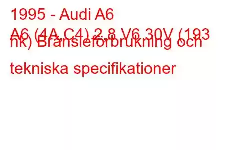 1995 - Audi A6
A6 (4A,C4) 2,8 V6 30V (193 hk) Bränsleförbrukning och tekniska specifikationer