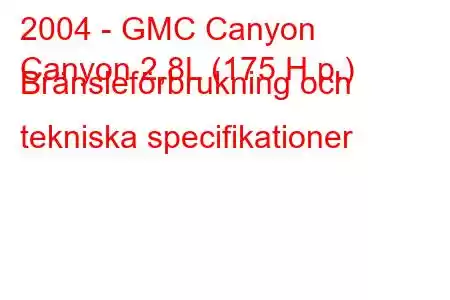 2004 - GMC Canyon
Canyon 2,8L (175 H.p.) Bränsleförbrukning och tekniska specifikationer