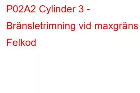 P02A2 Cylinder 3 - Bränsletrimning vid maxgräns Felkod