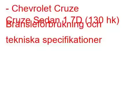 - Chevrolet Cruze
Cruze Sedan 1.7D (130 hk) Bränsleförbrukning och tekniska specifikationer