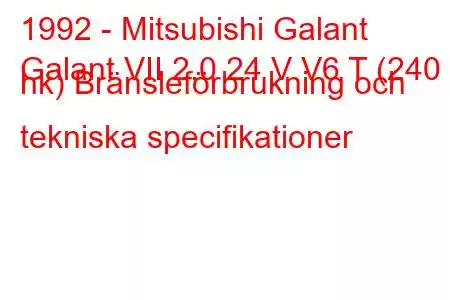 1992 - Mitsubishi Galant
Galant VII 2.0 24 V V6 T (240 hk) Bränsleförbrukning och tekniska specifikationer