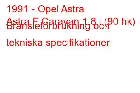 1991 - Opel Astra
Astra F Caravan 1,8 i (90 hk) Bränsleförbrukning och tekniska specifikationer