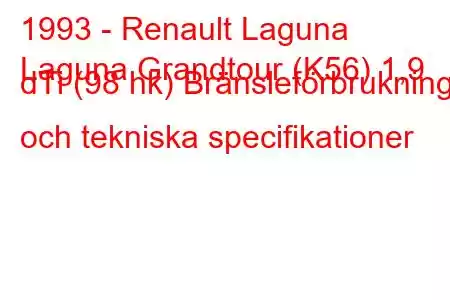 1993 - Renault Laguna
Laguna Grandtour (K56) 1,9 dTi (98 hk) Bränsleförbrukning och tekniska specifikationer