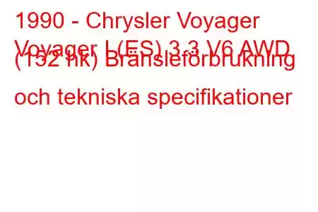 1990 - Chrysler Voyager
Voyager I (ES) 3.3 V6 AWD (152 hk) Bränsleförbrukning och tekniska specifikationer