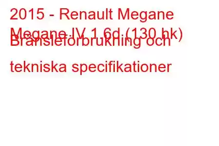 2015 - Renault Megane
Megane IV 1.6d (130 hk) Bränsleförbrukning och tekniska specifikationer