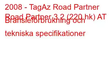 2008 - TagAz Road Partner
Road Partner 3.2 (220 hk) AT Bränsleförbrukning och tekniska specifikationer