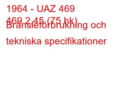 1964 - UAZ 469
469 2,45 (75 hk) Bränsleförbrukning och tekniska specifikationer